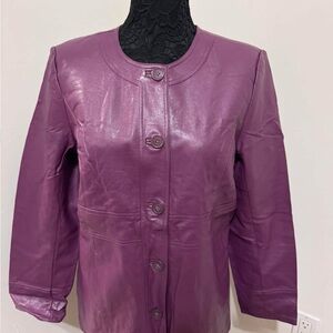 Susan Graver Rich Purple Faux Leather Jacket